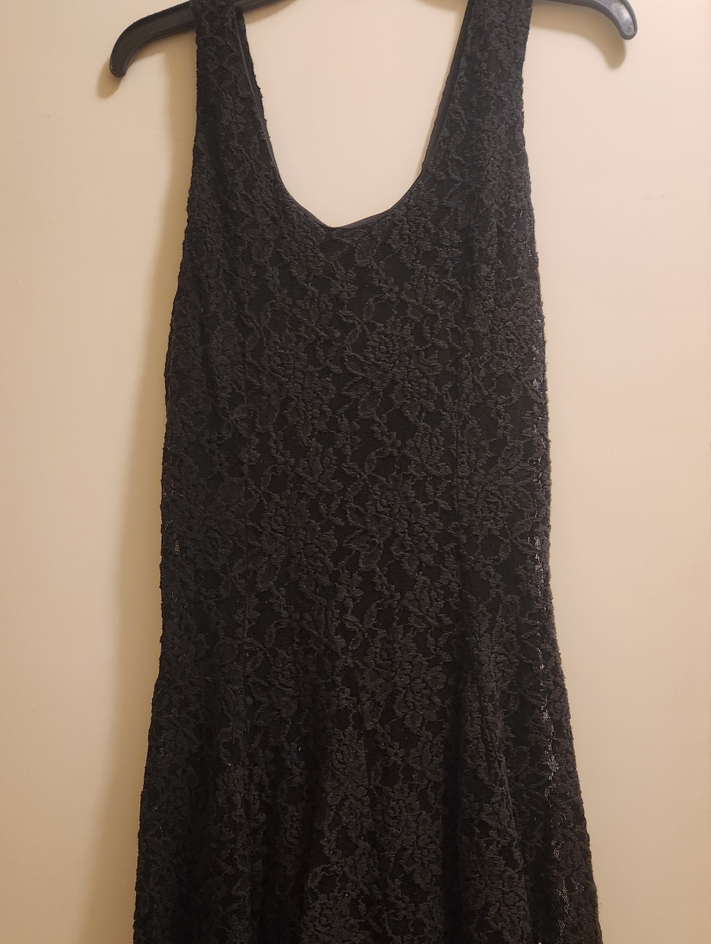 American Rag Black Lace-Overlay Tank Dress